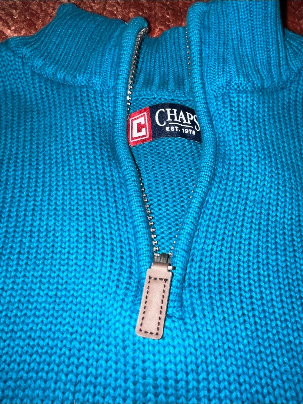 Chaps Teal Zip-Neck Men's Sweater